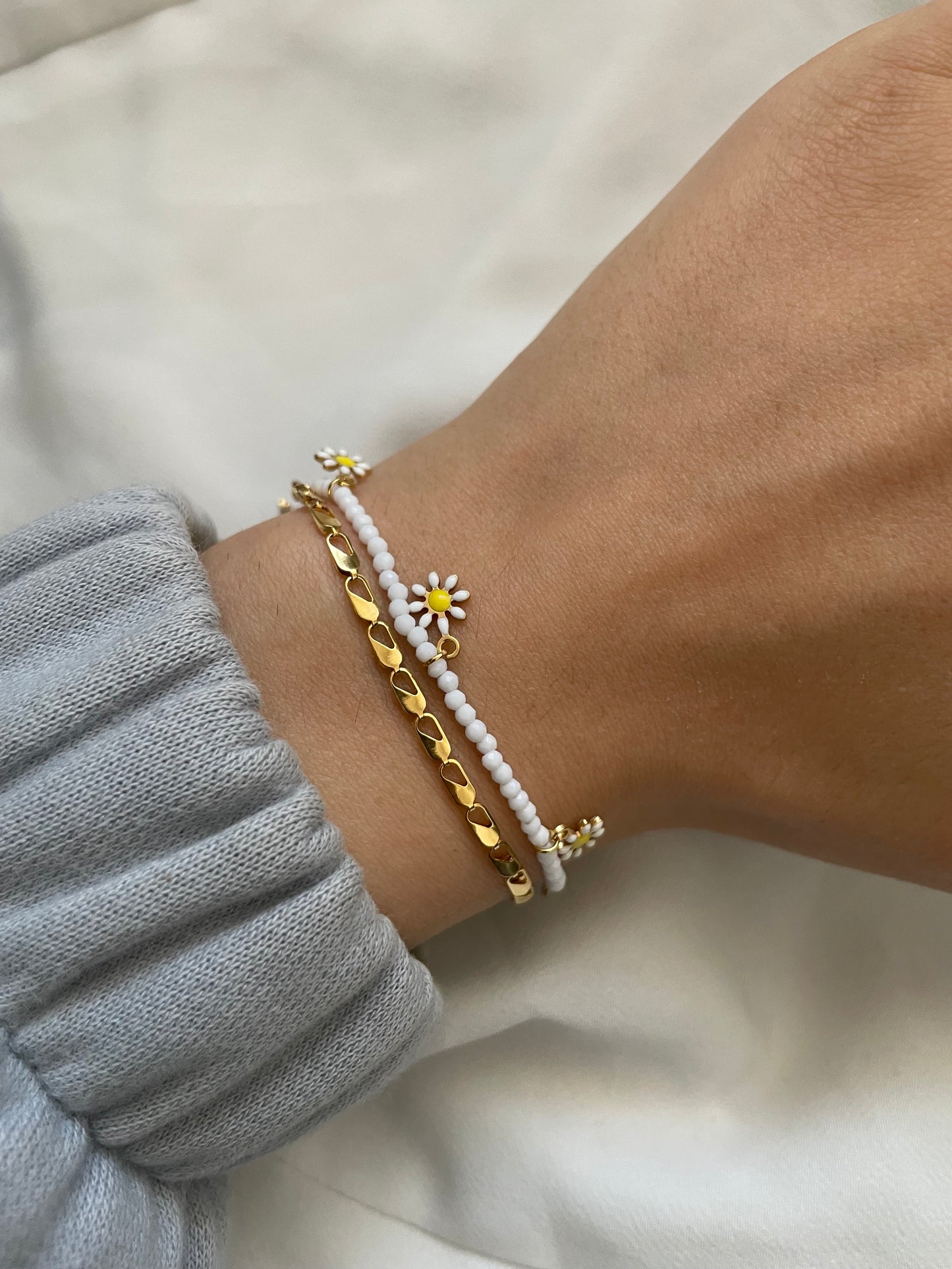 2 in 1Gänseblümchen Armband 18k vergoldet