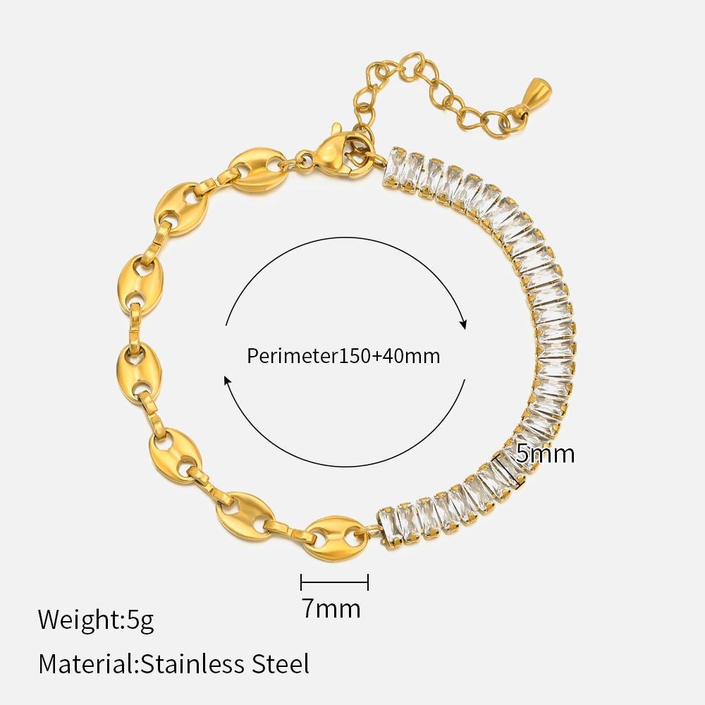 Strassstein Armband vergoldet und aus Rostfreier Stahl