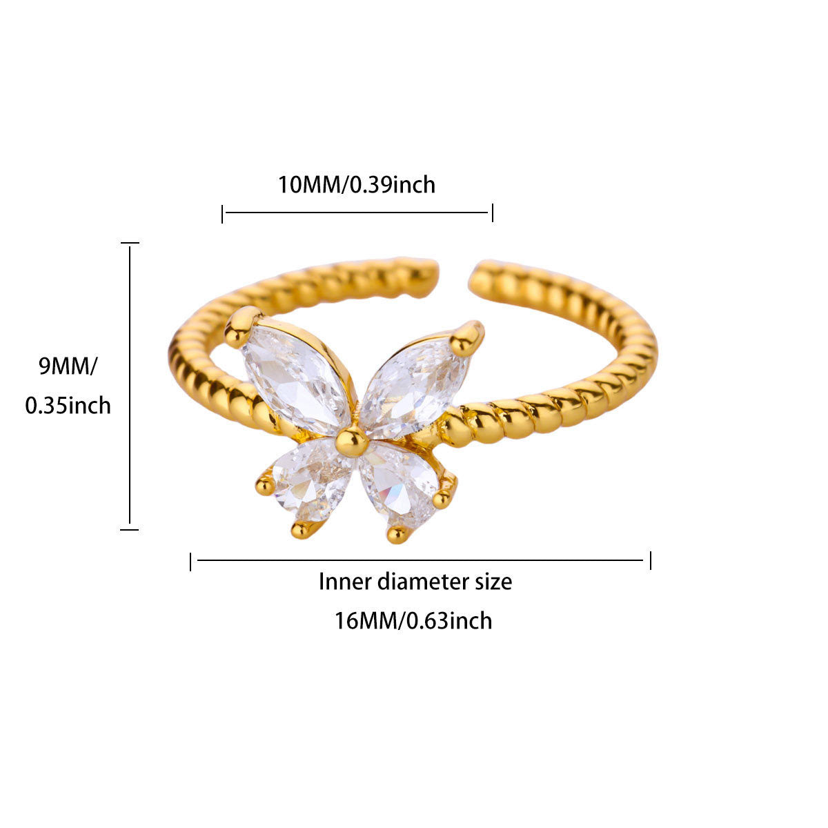 Schmetterling Ring 18k vergoldet