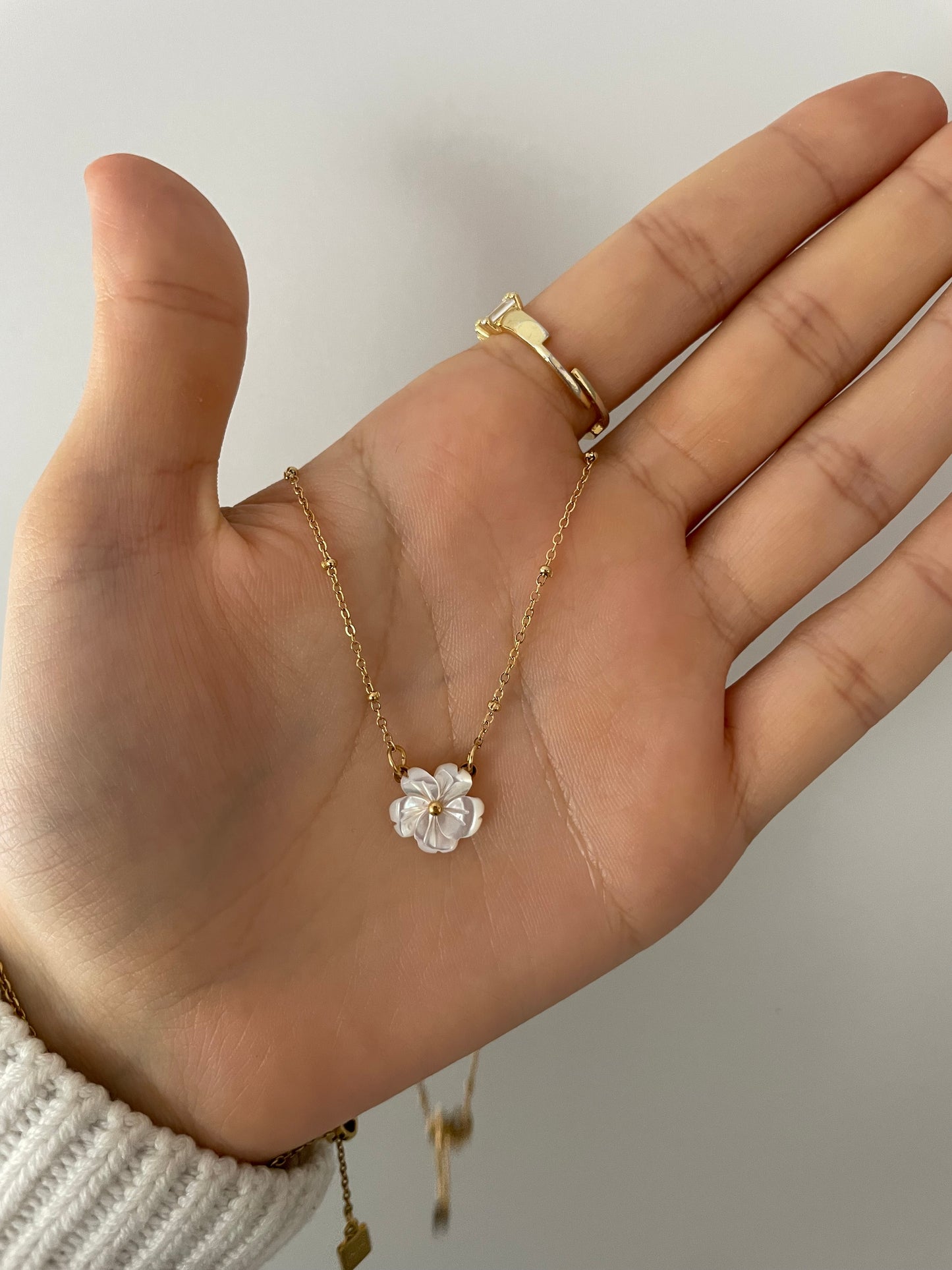 Blumenhalskette 18k vergoldet