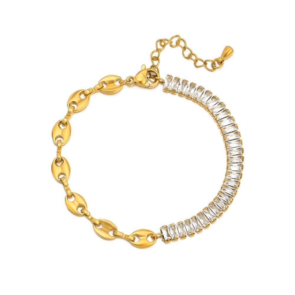 Strassstein Armband vergoldet und aus Rostfreier Stahl