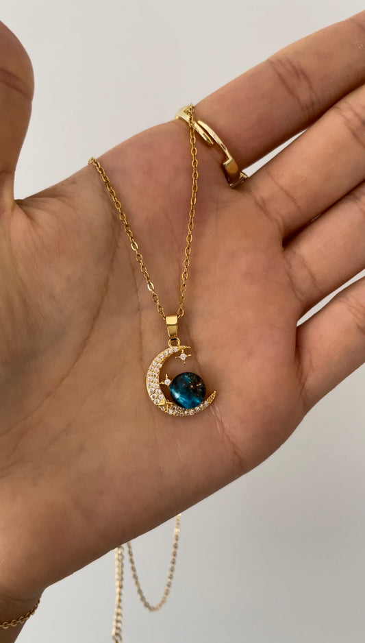Moon and Space Necklace