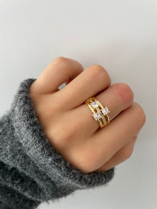 Ring mit Diamant Steine 18k vergoldet