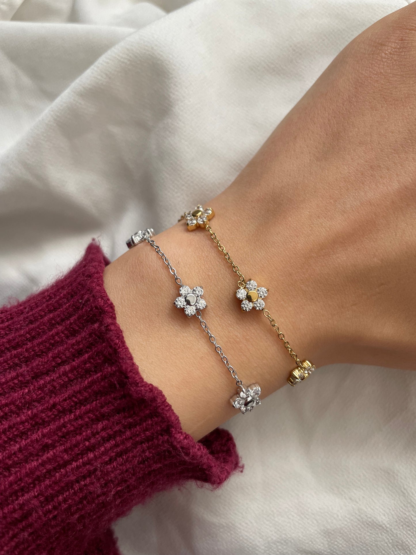 Blumen Armband aus Edelstahl