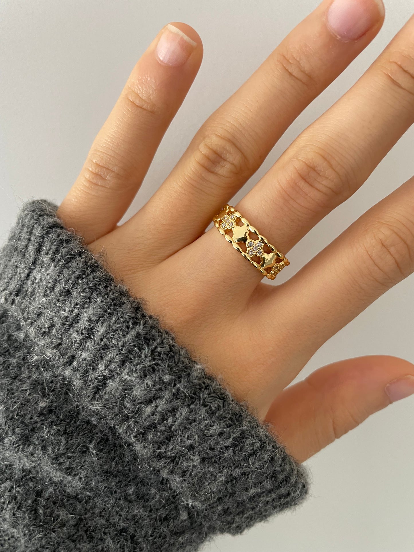 Blumen Ring 18k vergoldet