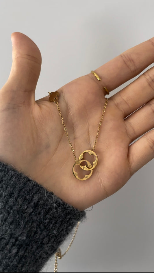 Vierblättriges Kleeblatt Kette 18k vergoldet