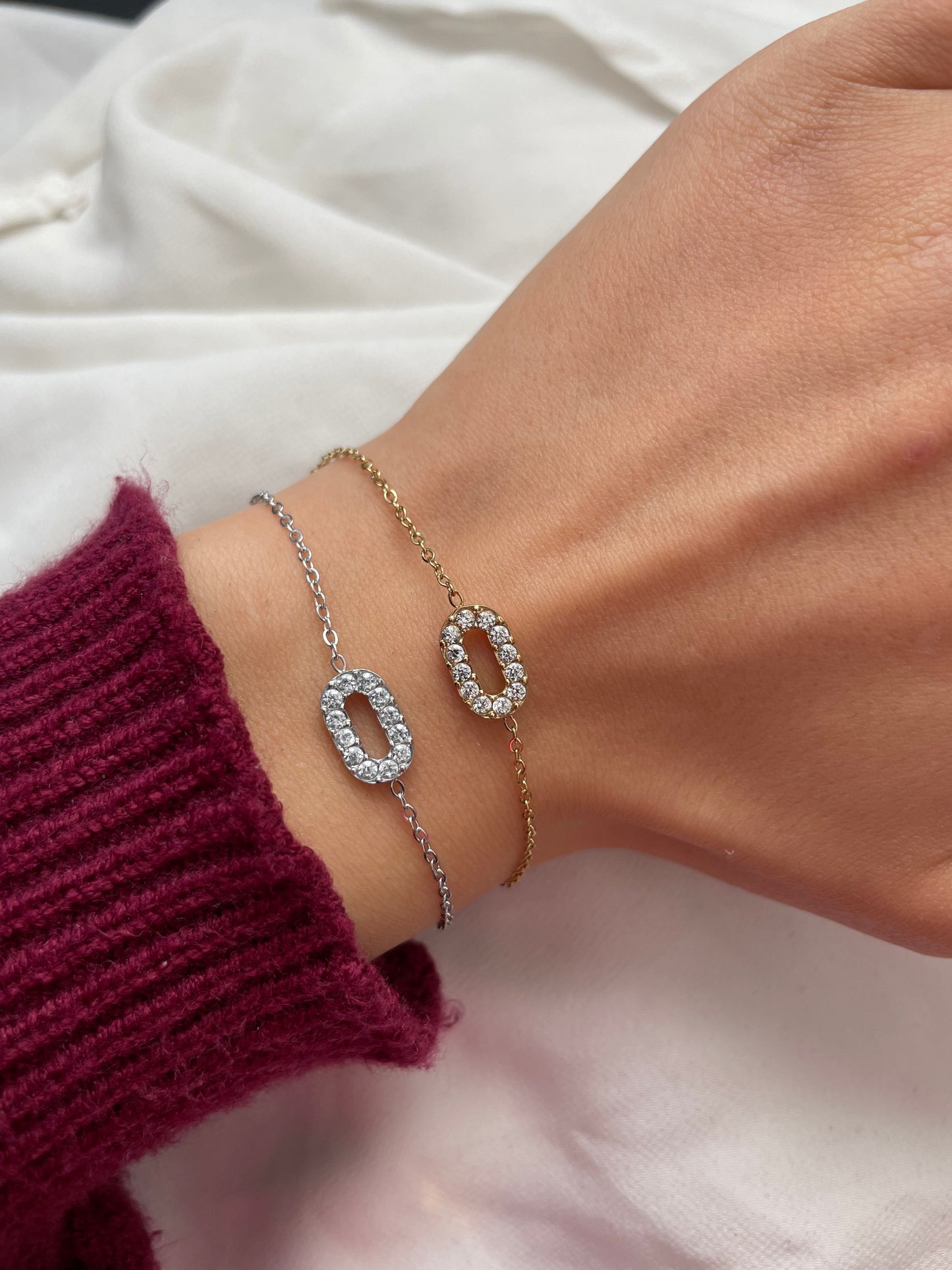 Zirkonia Armband minimalistisches Design aus Edelstahl