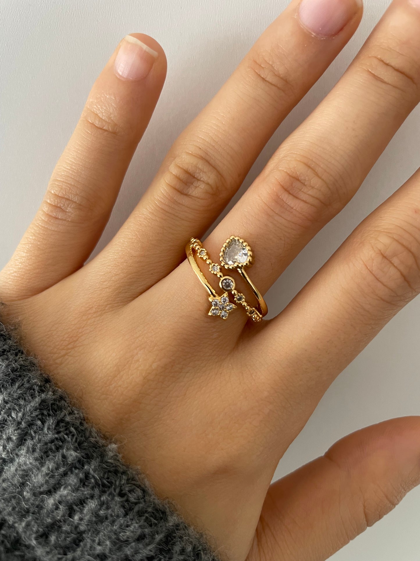 Herz und Stern Ring aus Edelstahl