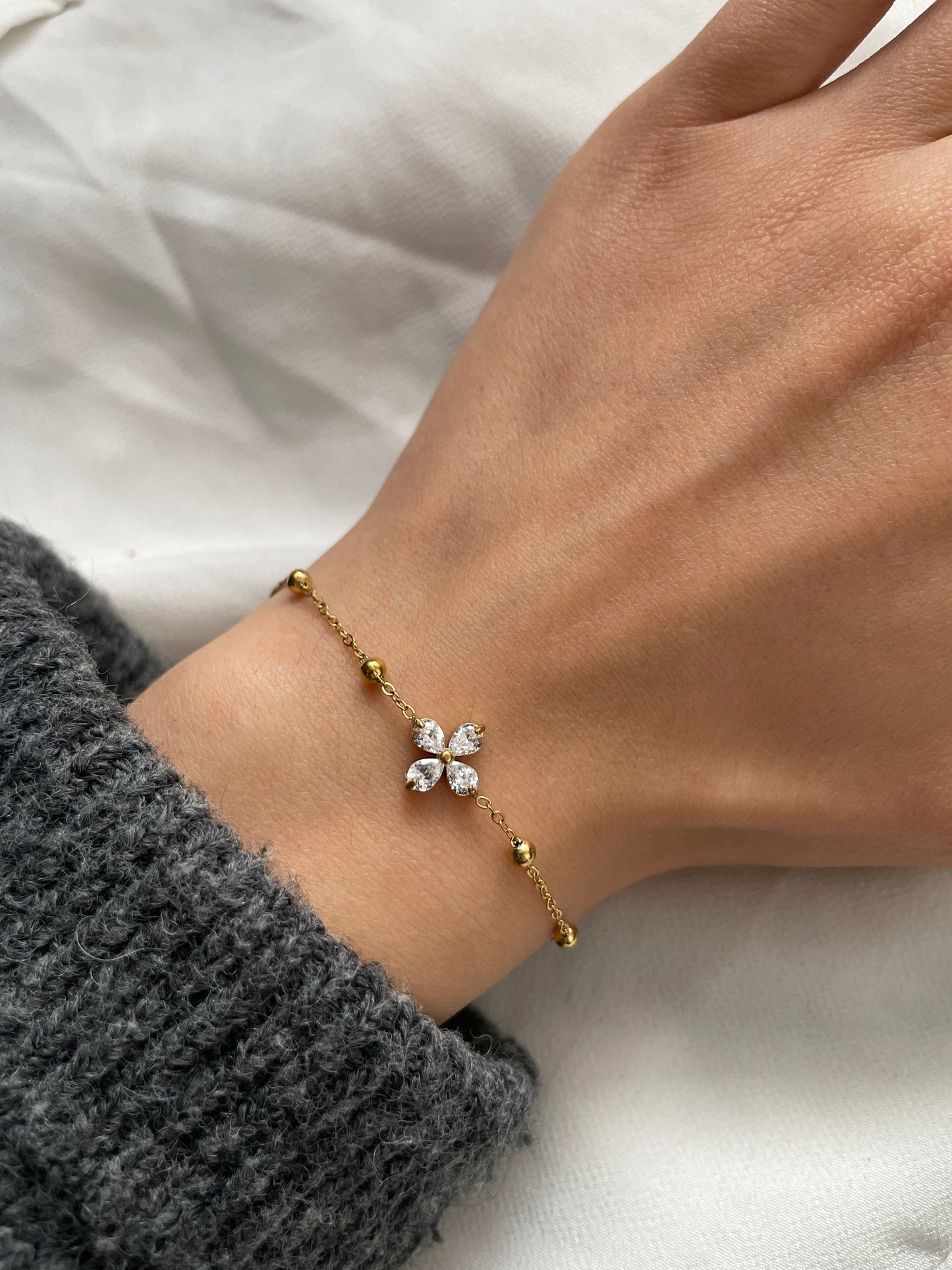 Blumen Armband aus Edelstahl