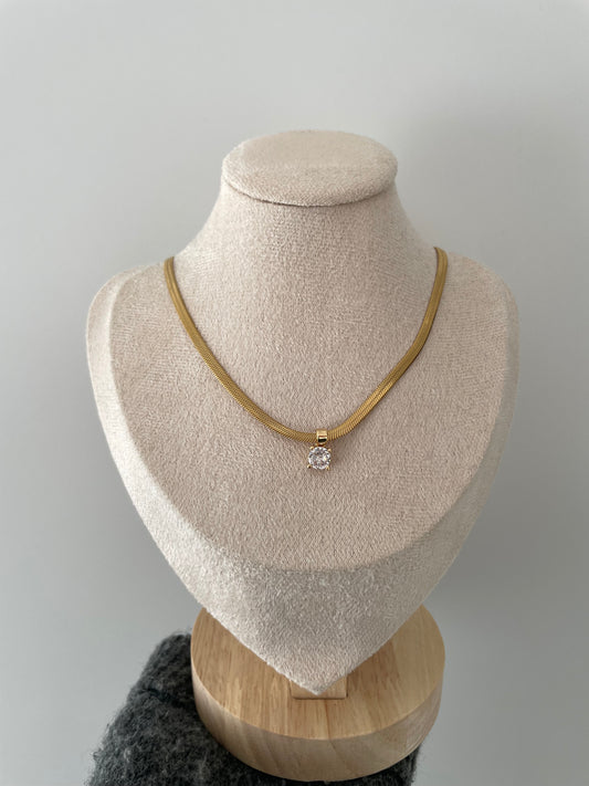 Schlangenkette mit Diamant Stein 18k vergoldet