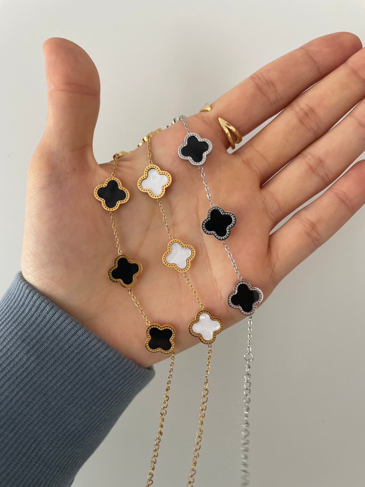 Vierblättriges Kleeblatt Armband 18k vergoldet