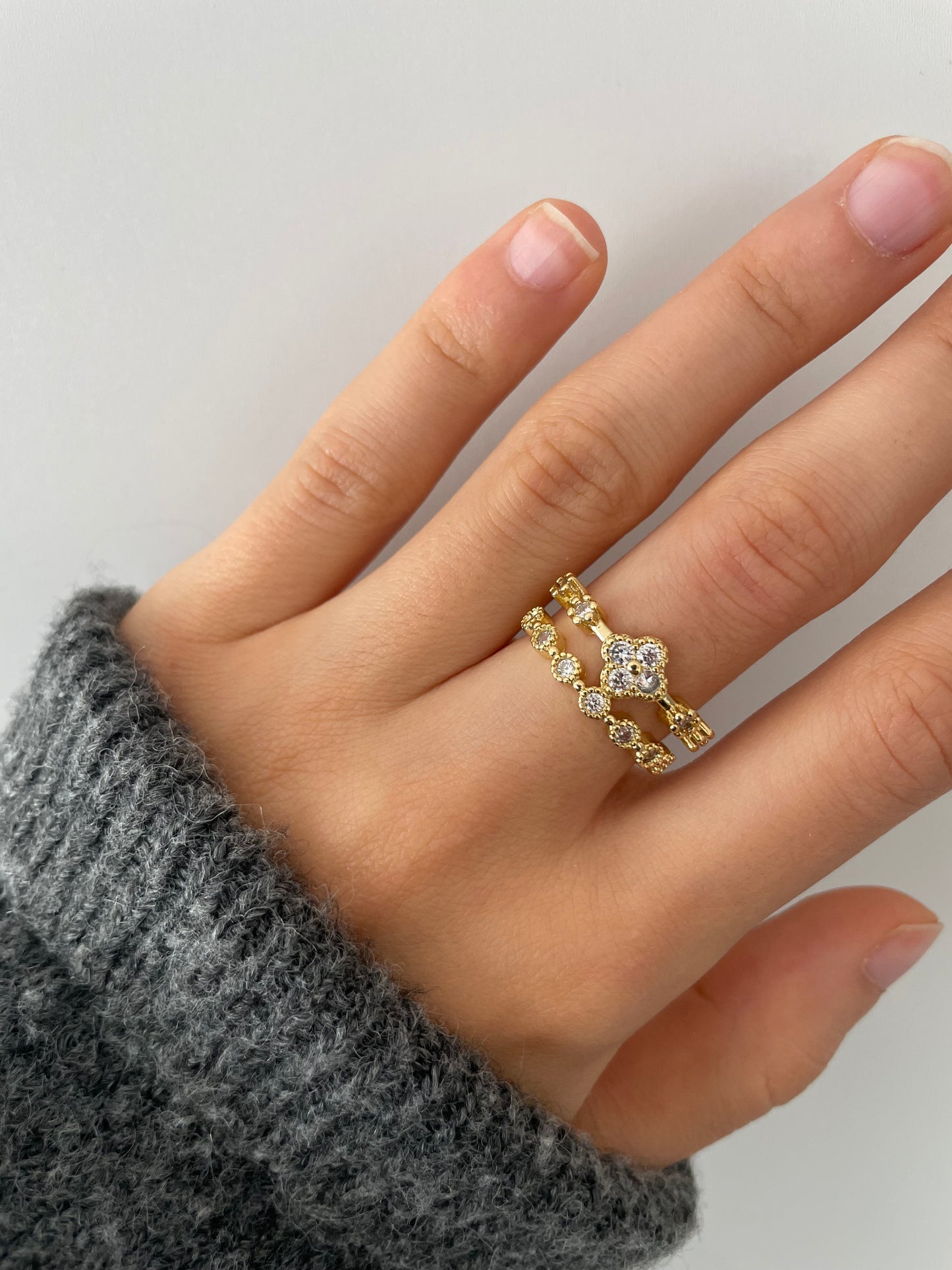 Kleeblatt Ring 18k vergoldet
