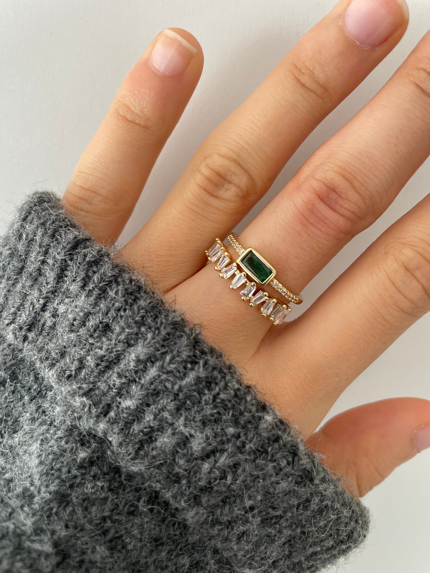 Smaragd Ring mit Diamant Steinen 18k vergoldet