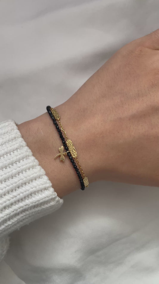2 in 1 Perlenlibelle Armband aus Edelstahl