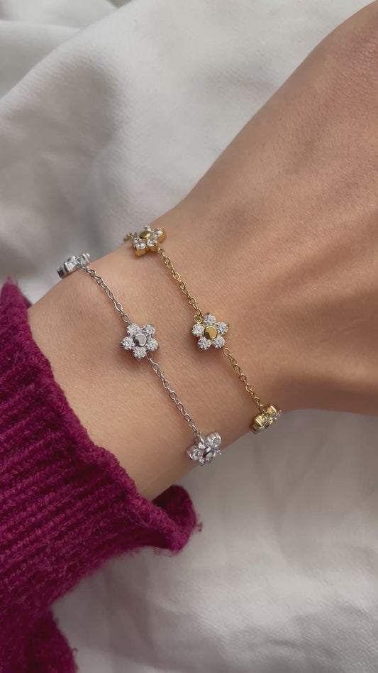 Blumen Armband aus Edelstahl